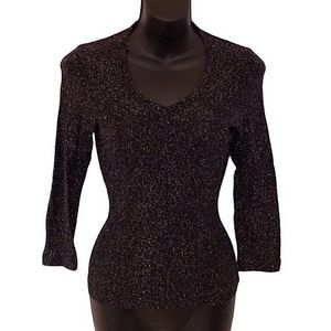 Guess Jeans Y2K Black/Metallic Silver Stretch Top- Sz. Med